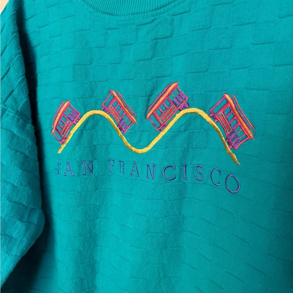 vintage San Francisco textured train trolley car pullover size small 100% cotton - Picture 4 of 6